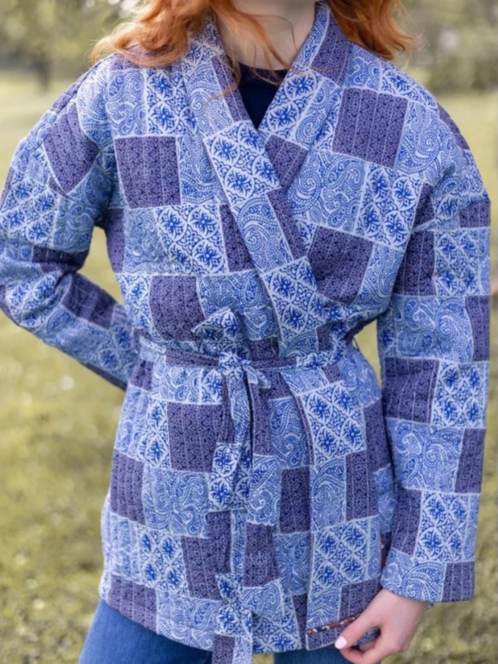 Julia Amory Hazel Wrap Jacket Peacoat Venetian Tile
